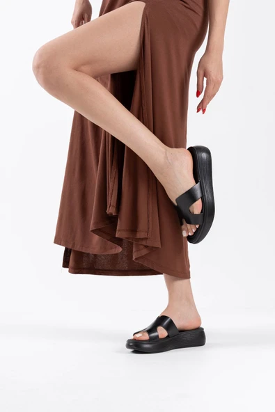 Borlina Siyah Hakiki Deri Terlik - Resim 6