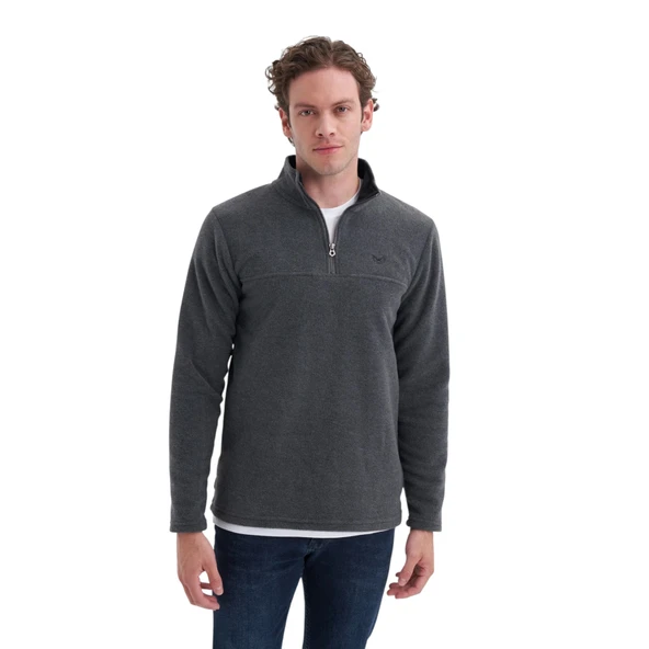 Yarım Balıkçı Yaka Kalın Polar Regular Fit Sweatshirt-56320 - Resim 9