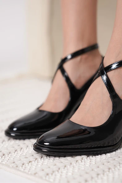 Cali Siyah Rugan Kadın Topuklu Ayakkabı - Resim 5