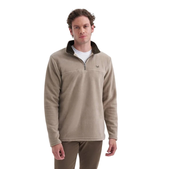 Yarım Balıkçı Yaka Kalın Polar Regular Fit Sweatshirt-56320 - Resim 3