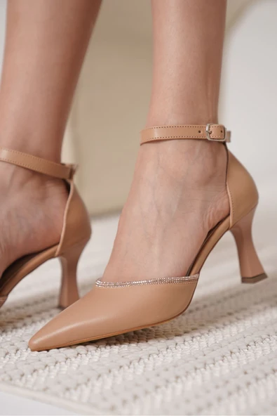 Darla Taşlı Kadın Nude Topuklu Ayakkabı ürün görseli