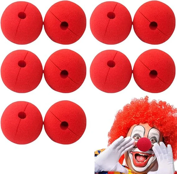 MDB Kırmızı Renk Sünger Palyaço Burnu Takma Burun 10 Adet ürün görseli