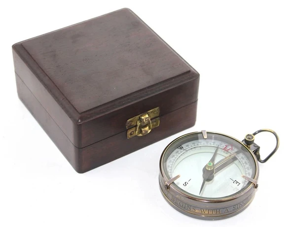 MDB Ahşap Kutulu Pirinç Pusula Model 10 ürün görseli 1