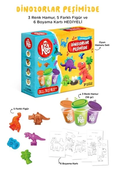 Dinozorlar Peşimizde Oyun Hamuru Seti (14 Parça - 348 Gr) ürün görseli