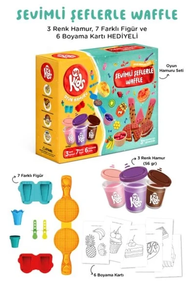 Sevimli Şeflerle Waffle Oyun Hamuru Seti (16 Parça - 340 Gr) ürün görseli