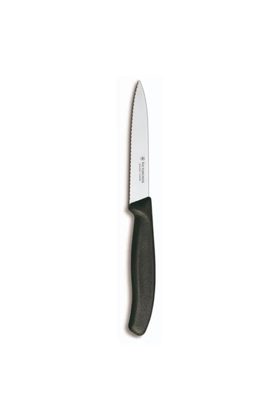 Victorinox 10 CM Siyah Tırtıklı Soyma Bıçağı - 1