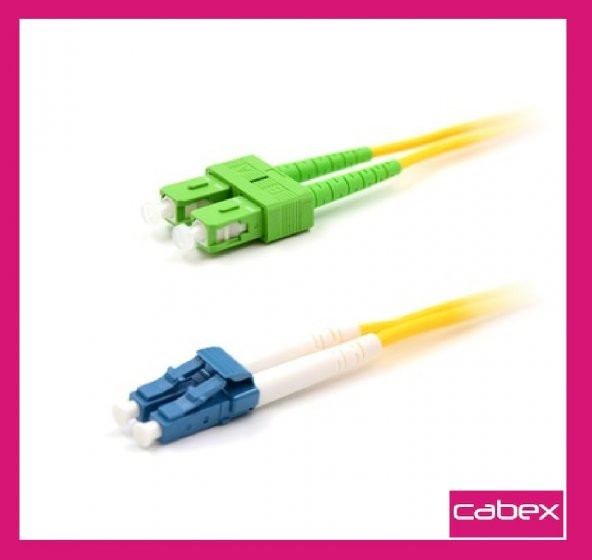Cabex - SC/APC den LC/APC ye Dublex Fiber Optik Patchcord 1 MT
