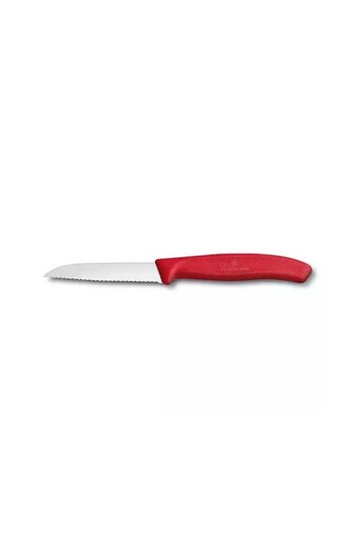 Victorinox 8 CM Kırmızı Tırtıklı Soyma Bıçağı ürün görseli