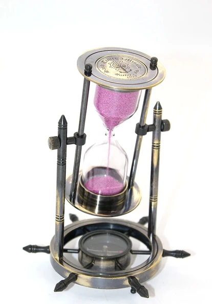 MDB Pirinç Dümenli Pusulalı Kum Saati ürün görseli 1