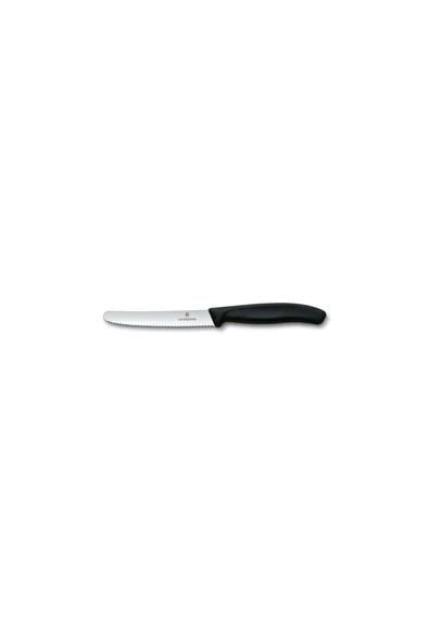 Victorinox 11 CM Siyah Tırtıklı Domates ve Sebze Bıçağı - 1