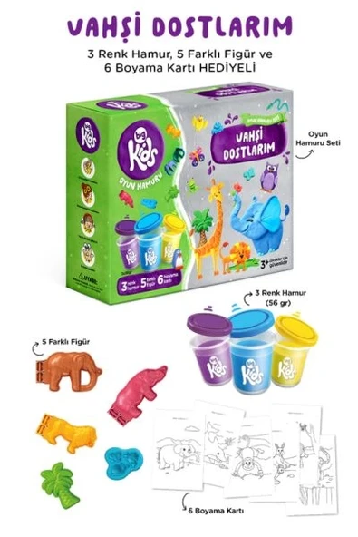 Vahşi Dostlarım Oyun Hamuru Seti (14 Parça - 344 Gr) ürün görseli