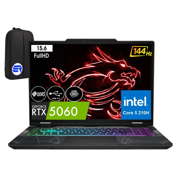 Msi Cyborg 15 B2RWFKG-207XTREP11 Core 5 210H 64GB 2tb SSD RTX5060 15.6'' 144Hz WIN11 Pro + Elektropasaj Çanta ürün görseli 1