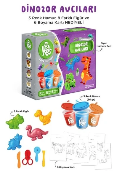 Dinozor Avcıları Oyun Hamuru Seti (17 Parça - 352 Gr) ürün görseli