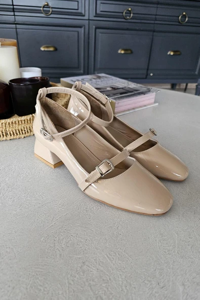 OPS 10 503 Topukla Kadın Kalın Topuklu Bilekden Tokalı Ayakkabı - Resim 9