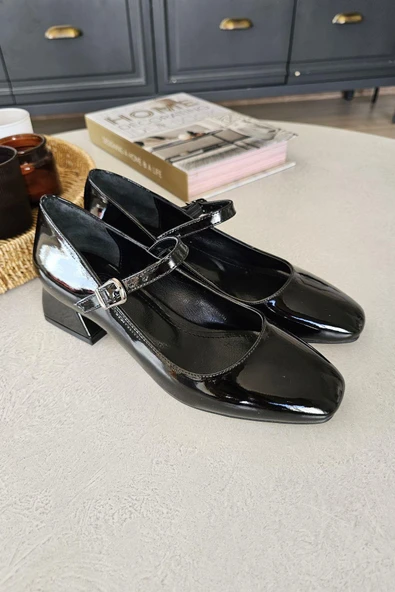 OPS 10 502 Topukla Kadın Kalın Topuklu Bilekden Tokalı Ayakkabı - Resim 9