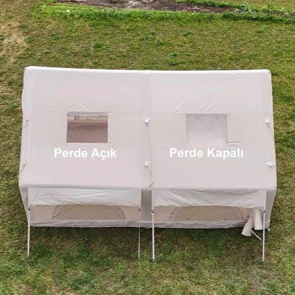 12 Kişilik 4 Mevsim Şişme Kamp Çadırı | 12 m², 420D Oxford Kumaş, Su Geçirmez, 300×400×210 cm - 12