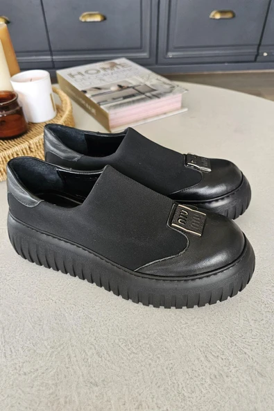 OPS 2000 Topukla Kadın Kalın Tabanlı Hakiki Deri Ayakkabı - Resim 3