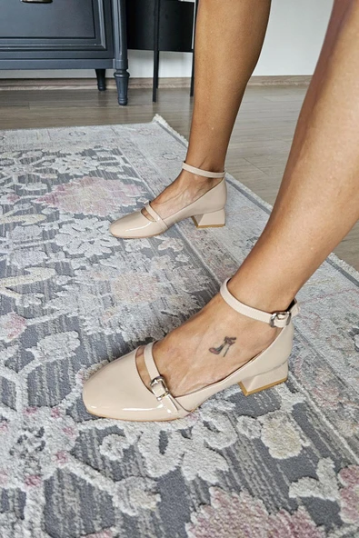 OPS 10 503 Topukla Kadın Kalın Topuklu Bilekden Tokalı Ayakkabı - Resim 5