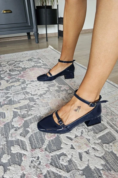 OPS 10 503 Topukla Kadın Kalın Topuklu Bilekden Tokalı Ayakkabı - Resim 6