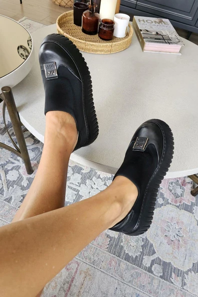 OPS 2000 Topukla Kadın Kalın Tabanlı Hakiki Deri Ayakkabı - Resim 4