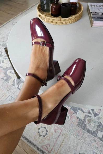 OPS 10 503 Topukla Kadın Kalın Topuklu Bilekden Tokalı Ayakkabı - Resim 11