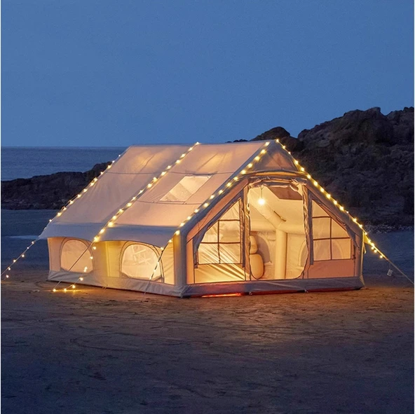 12 Kişilik 4 Mevsim Şişme Kamp Çadırı | 12 m², 420D Oxford Kumaş, Su Geçirmez, 300×400×210 cm