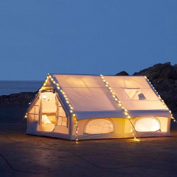 12 Kişilik 4 Mevsim Şişme Kamp Çadırı | 12 m², 420D Oxford Kumaş, Su Geçirmez, 300×400×210 cm - 2