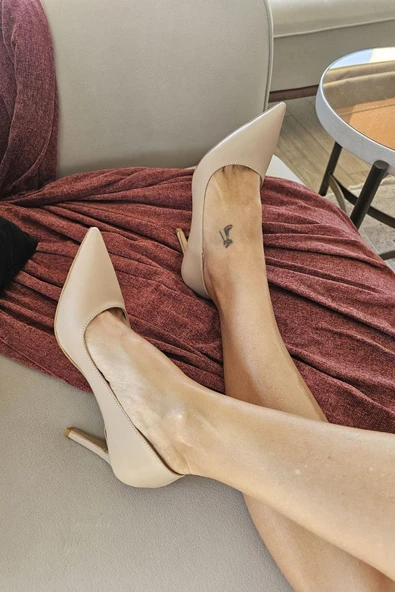 10 1814 Topukla Kadın İnce Topuklu Stiletto Ayakkabı - Resim 4