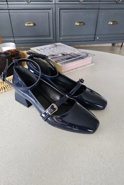 OPS 10 503 Topukla Kadın Kalın Topuklu Bilekden Tokalı Ayakkabı - Resim 10