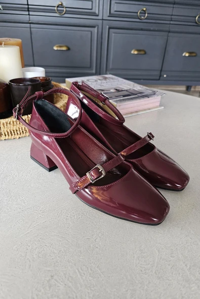 OPS 10 503 Topukla Kadın Kalın Topuklu Bilekden Tokalı Ayakkabı - Resim 7