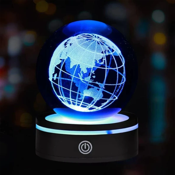 MDB USB'li Dünya Tasarımlı Dönen Cam Küre - Resim 2