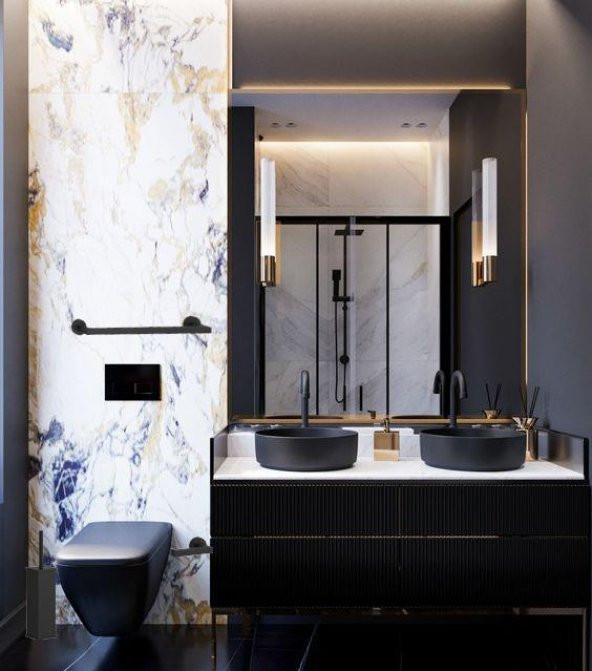 Serel Rita Uzun Havluluk Mat Siyah 60 cm 140112004S - Resim 3