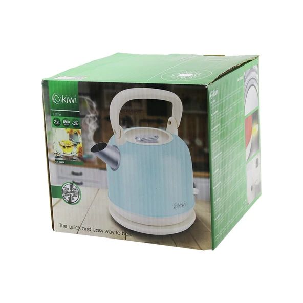 KİWİ KK-3340B MAVİ NOSTALJİ DEMLİK MODELÇELİK KETTLE SU ISITICI 2.2LT 1800W PASLANMAZ ÇELİK GÖVDE- GİZLİ RESİZTANS (5250)