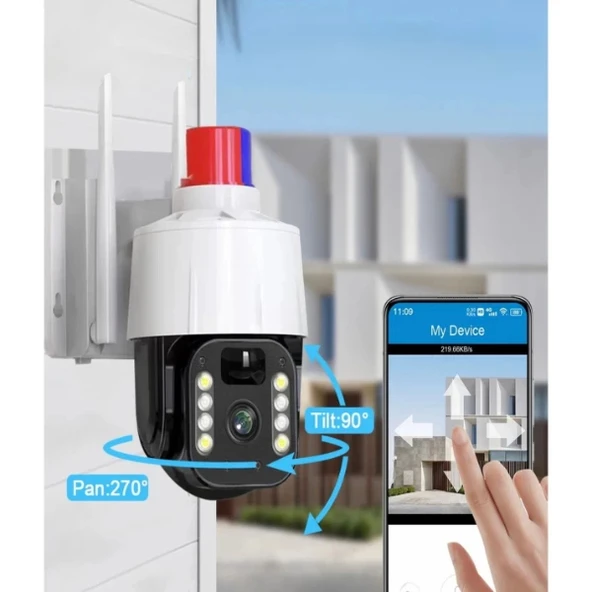 MDB Güneş Enerjili Alarmlı Çakarlı Dış Mekan Güvenlik Kamerası - Resim 2