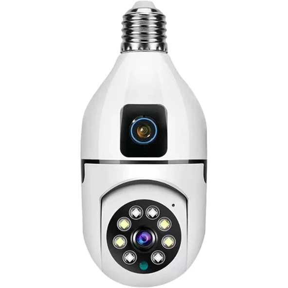 MDB Çift Lensli Duy Girişli Kablosuz Ampul Kamera - 3