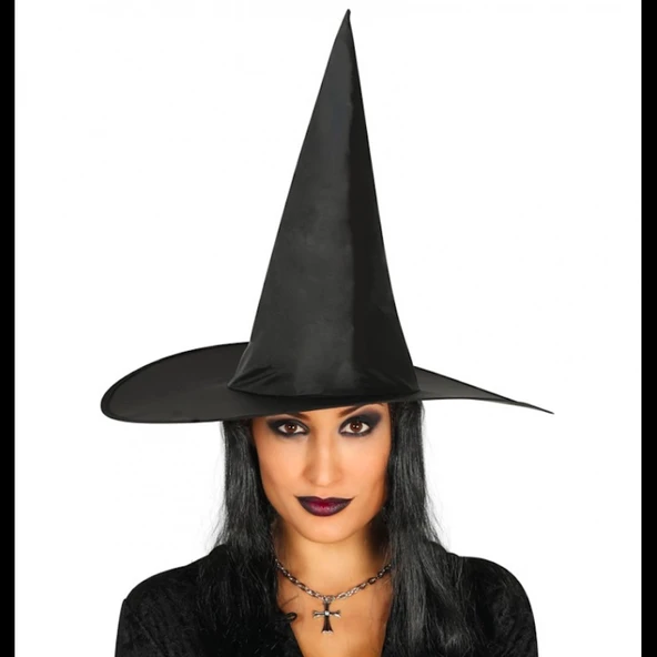 MDB Yetişkin Boy Siyah Cadı Şapkası ve Uzun Siyah Cadı Peruğu ürün görseli 1