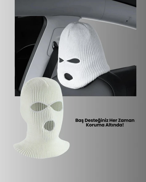 Kışlık Araç Koltuk Başlık Koruyucu Komik Maske Tasarımlı - 2