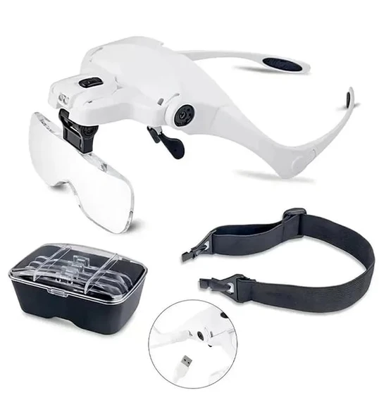 Şarjlı Gözlük Büyüteç Çalışma Büyüteci 5 Lensli 9892b2c