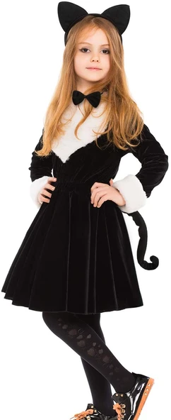 Kedi Kostüm Taç Kuyruk Papyon Seti 1 Adet (5250) - 4