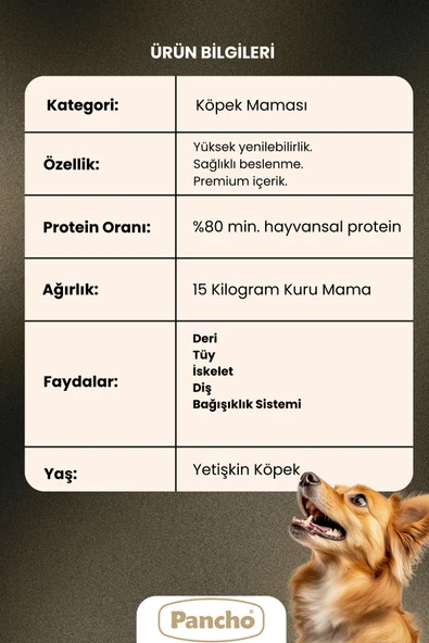 PANCHO EXTRA KUZULU ETLİ YETİŞKİN KÖPEK MAMASI 15KG - 2