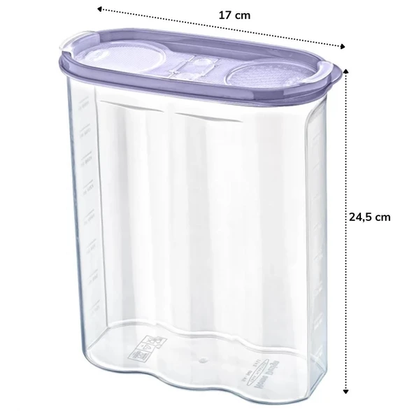 2 Kapaklı Ölçekli Erzak Kuru Gıda Saklama Kutusu Kabı 2,4 Litre-SA940 (5250) - 4