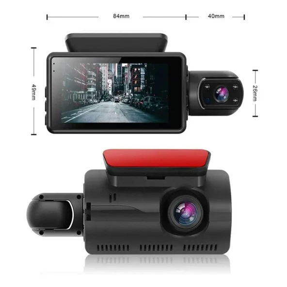 Araç İçi & Dışı Çift Lensli WiFi Kamera – 1080P HD,Gece Görüşlü, G-Sensörlü DVR Dashcam (5250) - 4