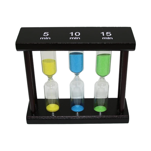 5-10-15 DK 3LÜ CAM KUM SAATİ AHŞAP STANDLI (5250)