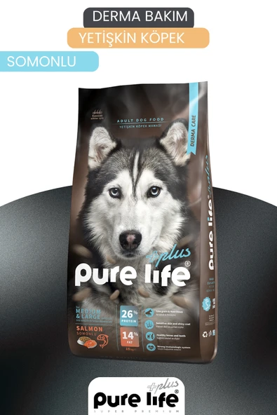 PURELİFE PLUS DERMA SOMONLU YETİŞKİN KÖPEK MAMASI 15KG