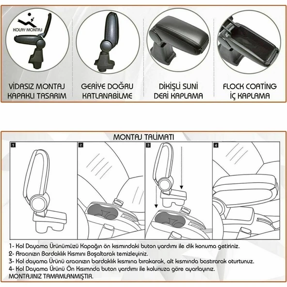 Niken Ford Focus Iıı 2012-2015 Arası Araca Özel Kol Dayama Siyah - Resim 2