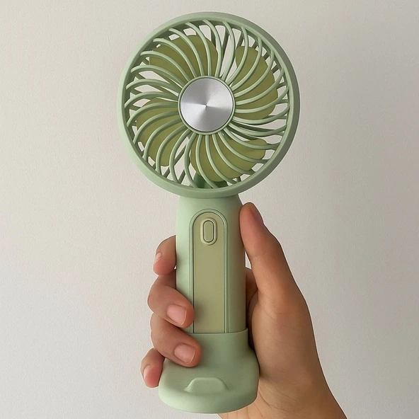 Masa Üstü Standlı USB ile Şarj Olabilen 3 Ayarlı Fan Modlu Çanta Tipi El Fanı (5250) - 4