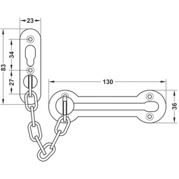 Hafele Kapı Zinciri Çinko Alaşımlı Sarı Kaplamalı - 5