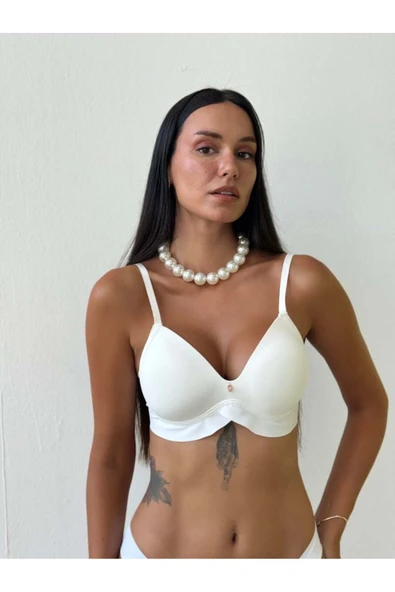 Lazer Kesim Hafif Destekli Sütyen 2'li Set – Siyah,Beyaz - Resim 4