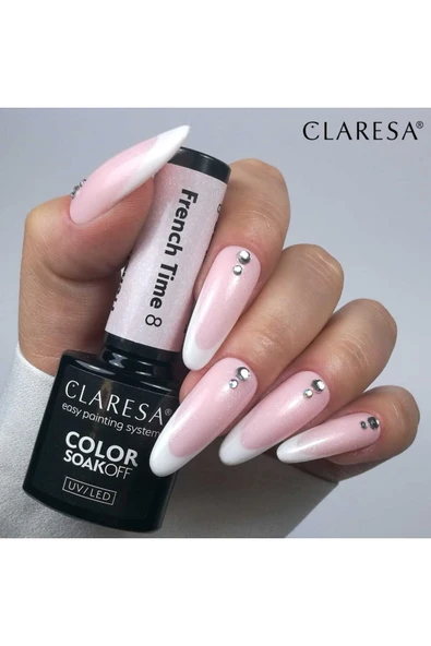 Claresa Kalıcı Oje French Time Yarı Şeffaf Nude Parıltılı Pembe 08 5gr - 4