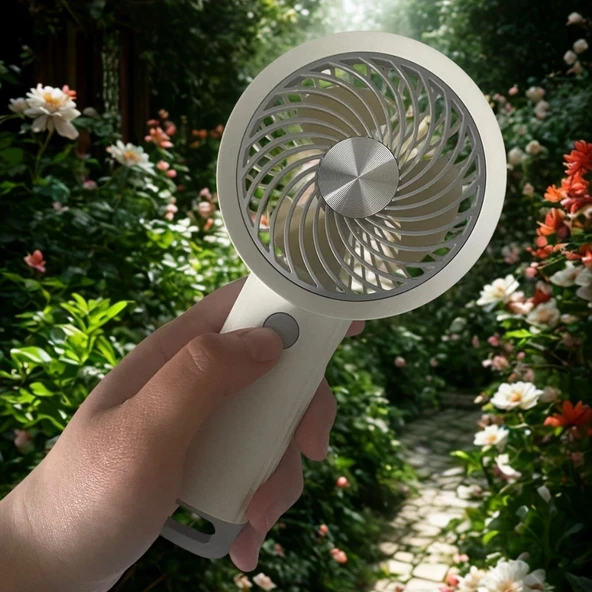 USB ile Şarj Olabilen 3 Ayarlı Fan Modlu Çanta Tipi El Fanı (5250) - 2